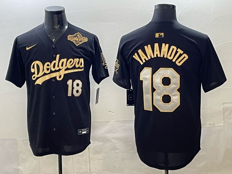 Men 2026 Nike Los Angeles Dodgers #18 Yamamoto Black Game MLB Jersey 024